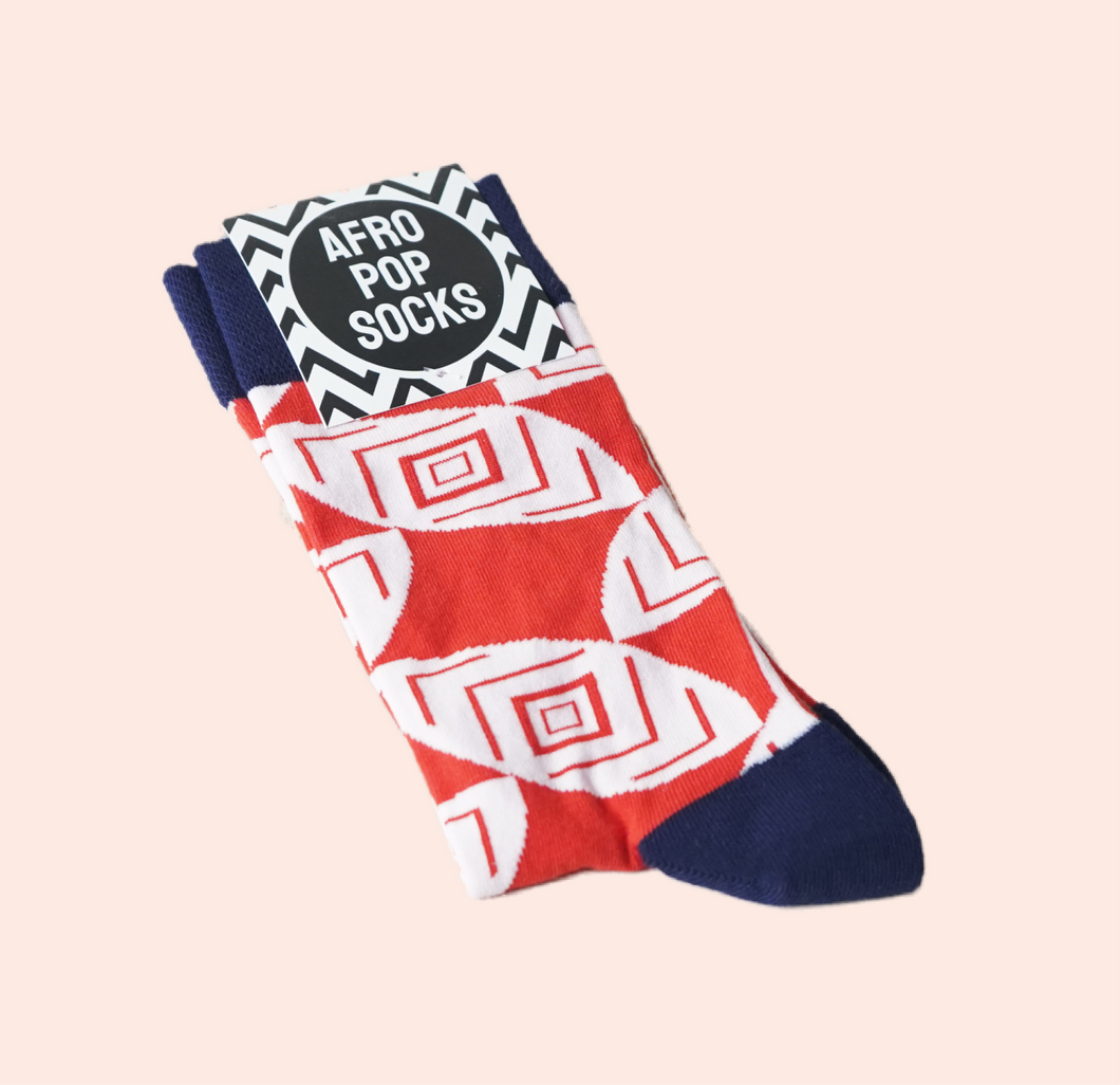 Afro Pop Socks - Blue / Red